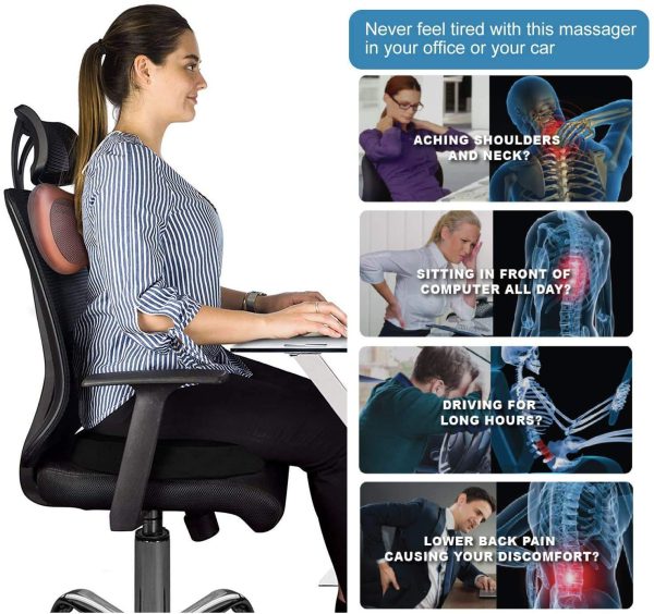 Car Head Massage Pillow Relax Vibrator Electric Shoulder Back Heating Kneading Infrared Therapy Shiatsu Neck Massager